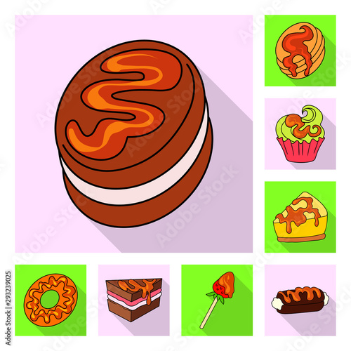 Vector illustration of confectionery and culinary icon. Collection of confectionery and colorful stock vector illustration.
