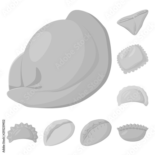 Vector design of dumplings and stuffed logo. Collection of dumplings and dish vector icon for stock.