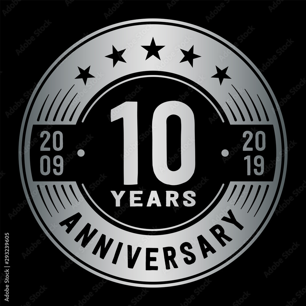 10 years anniversary logo template. Ten years logo. Vector and illustration.