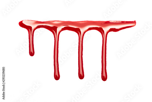 Red blots isolated on white background. Top view.