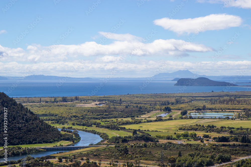aerial view of Taupo lake, north island, New Zealand