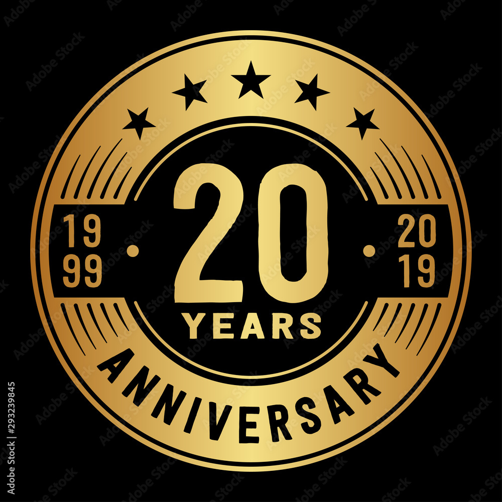 Fototapeta premium 20 years anniversary logo template. Twenty years logo. Vector and illustration.