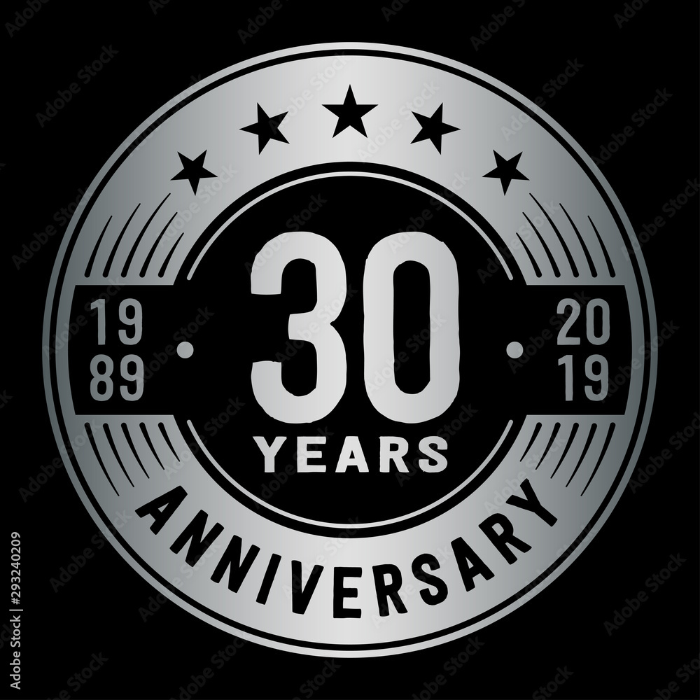 30 years anniversary logo template. Thirty years logo. Vector and illustration.