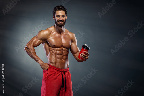 Muscular Men Drinks Protein Drink  Energy Drink