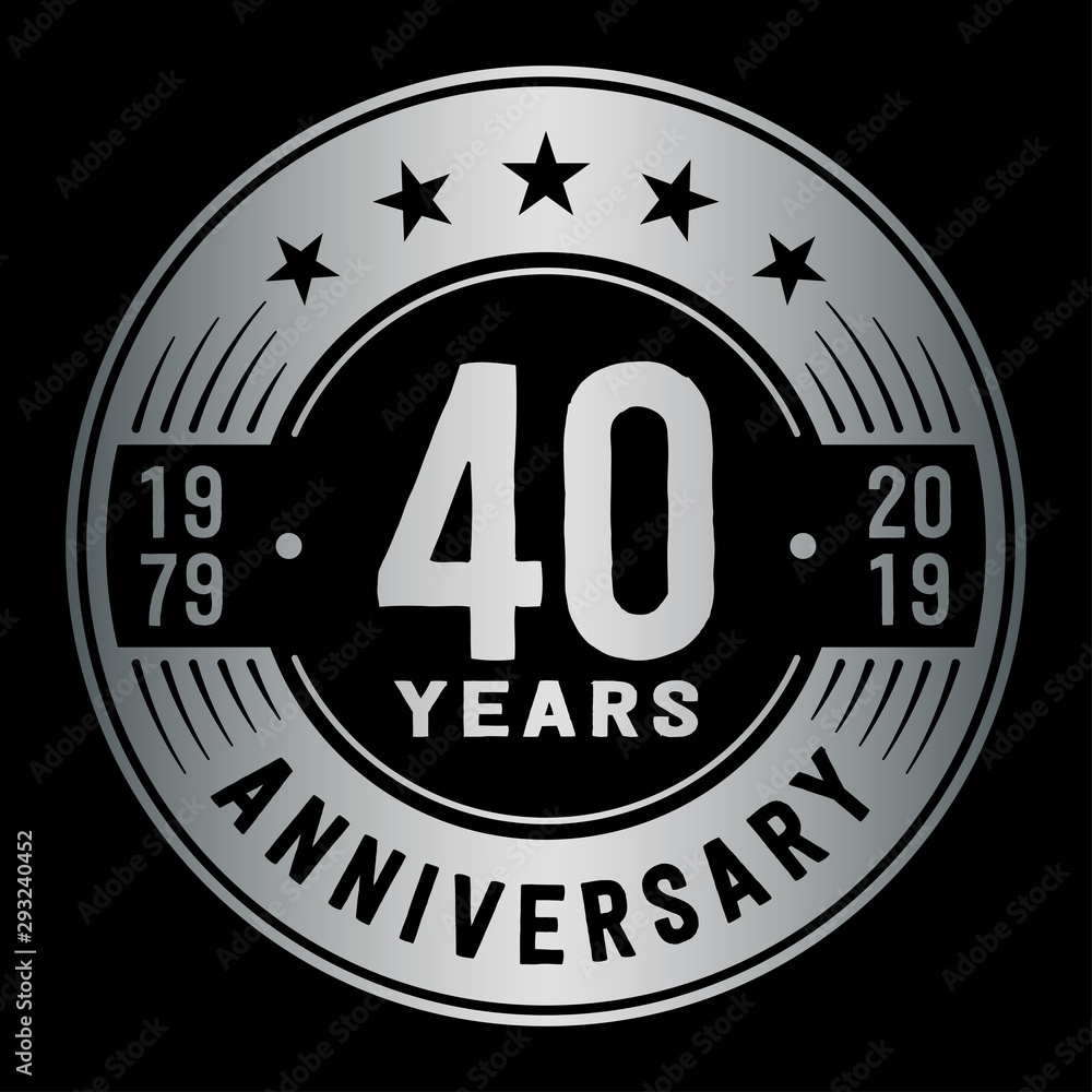 40 years anniversary logo template. Forty years logo. Vector and illustration.