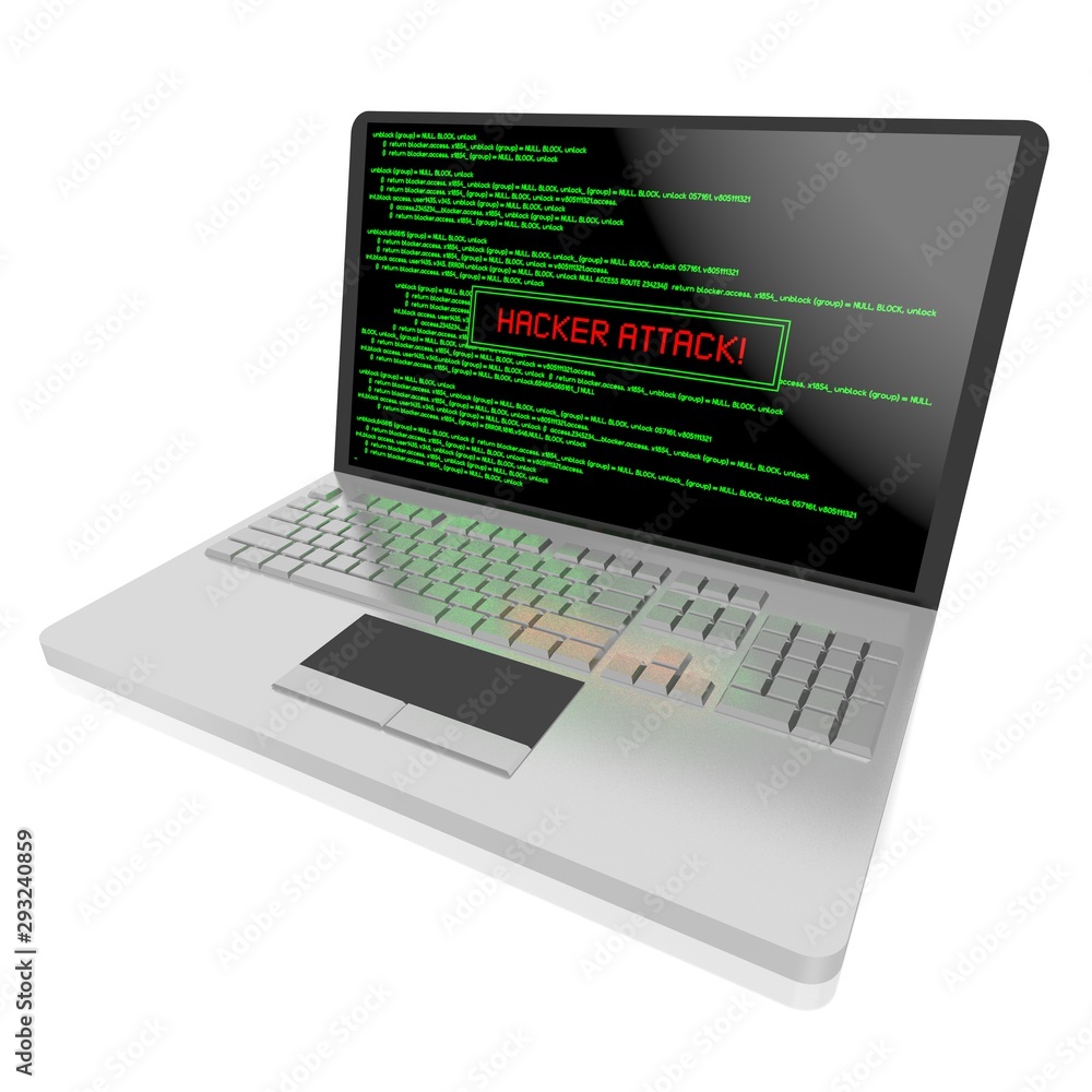 3D hacker attack concept - laptop 3D hacker attack concept - laptop