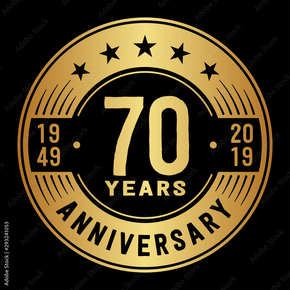 70 years anniversary logo template. Seventy years logo. Vector and illustration.