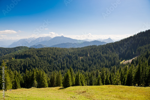 Landscape with forest mountains.