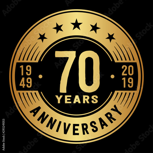 70 years anniversary logo template. Seventy years logo. Vector and illustration.