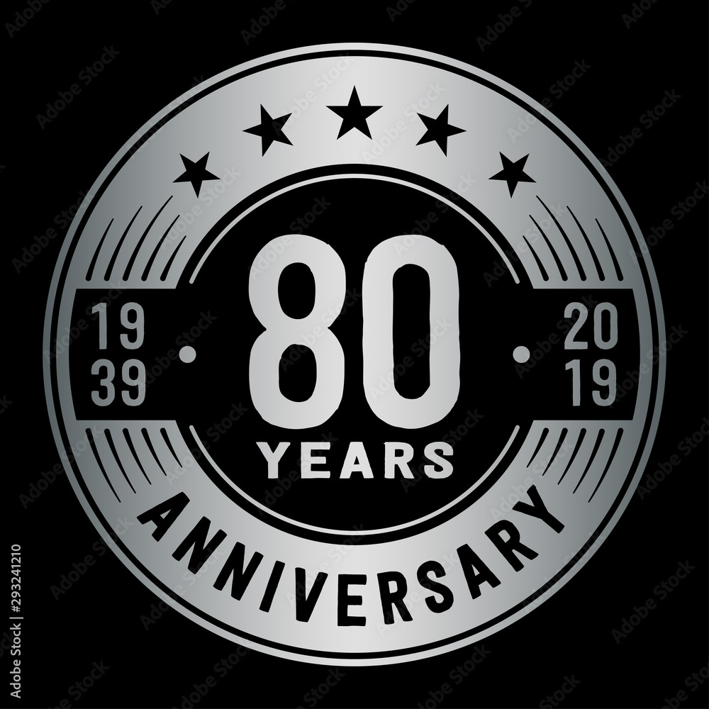 80 years anniversary logo template. Eighty years logo. Vector and illustration.