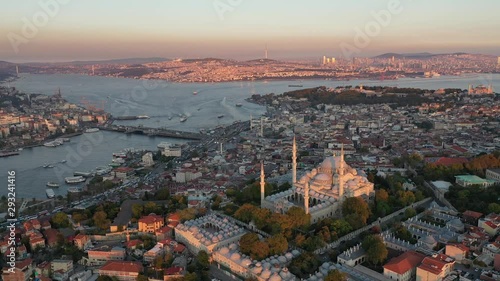 aerial view of Suleymaniye mosque and Istanbul photo