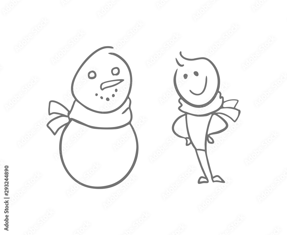 snow doll and man with scarf snow doll and man with scarf