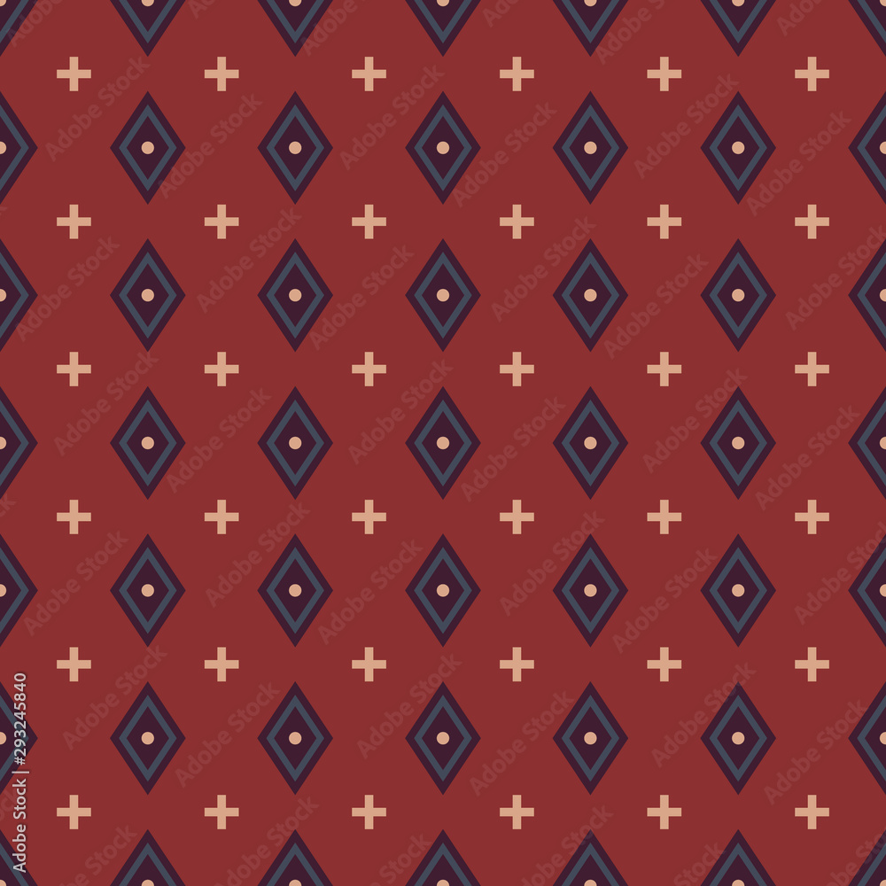 Geometric seamless pattern. Minimal texture on red color illustration