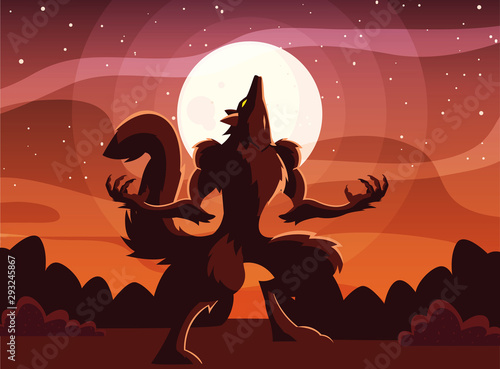 Halloween werewolf vector design icon