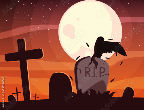 Fotografia Halloween grave vector design icon