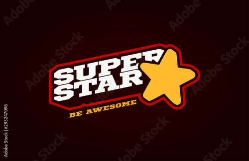 Superstar Modern professional sport Typography in retro style. Vector design emblem, badge and sporty template logo design.