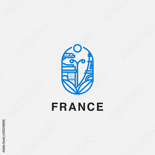 icon logo of building in the france with eiffel tower and arch the triompie