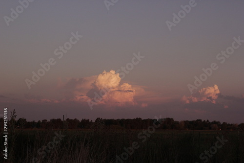 countryside sunset landscape beautiful pink clouds 