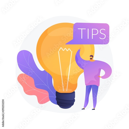 Tips and creative ideas. Business innovation isolated flat design element. Problem solution, advice, brainstorming. Male character thinking. Vector isolated concept metaphor illustration