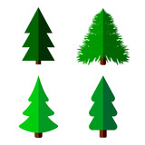 Set icons Christmas tree, Xmas fir symbols, graphic design template, app icons, vector illustration