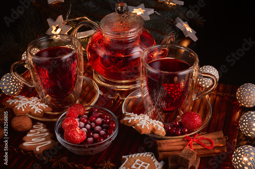 Fruit tea. Christmas and New Year composition.