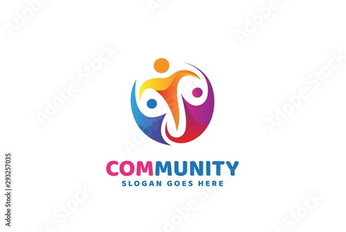 People care fun colorful illustration for health and education logo design