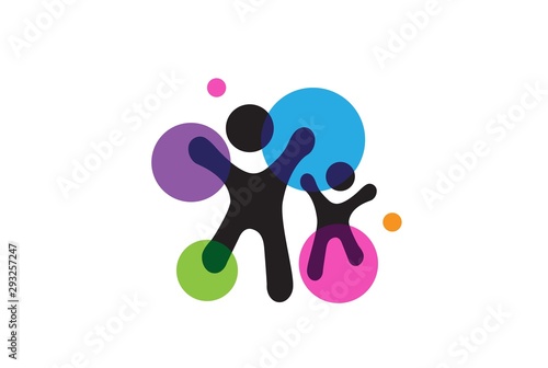 People care fun colorful illustration for health and education logo design