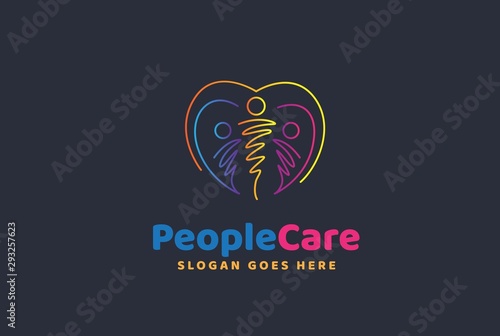 People care fun colorful illustration for health and education logo design