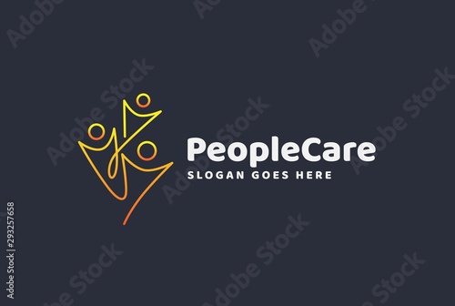 People care fun colorful illustration for health and education logo design