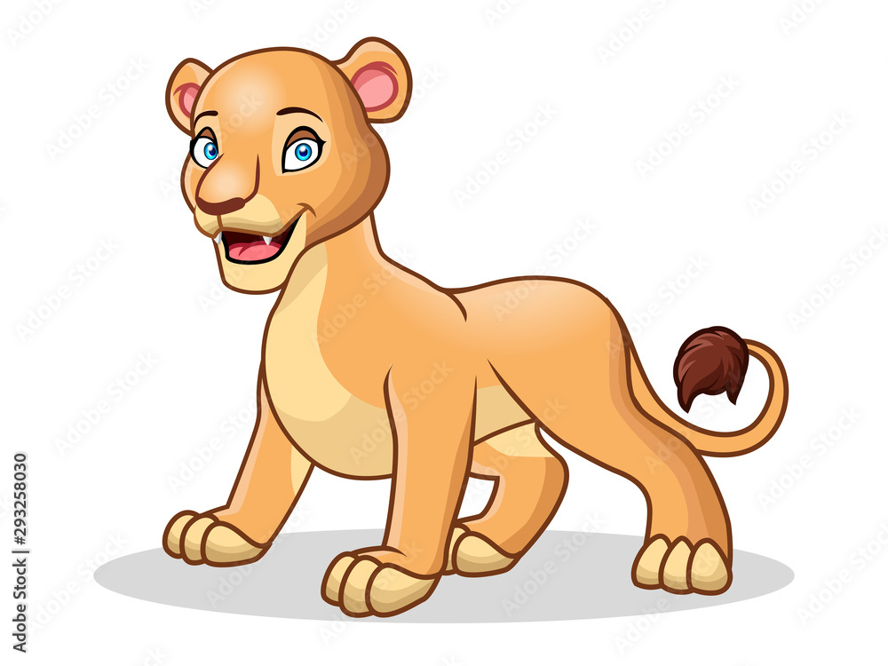 Fototapeta premium A Cute of female lion cartoon isolated on white background.