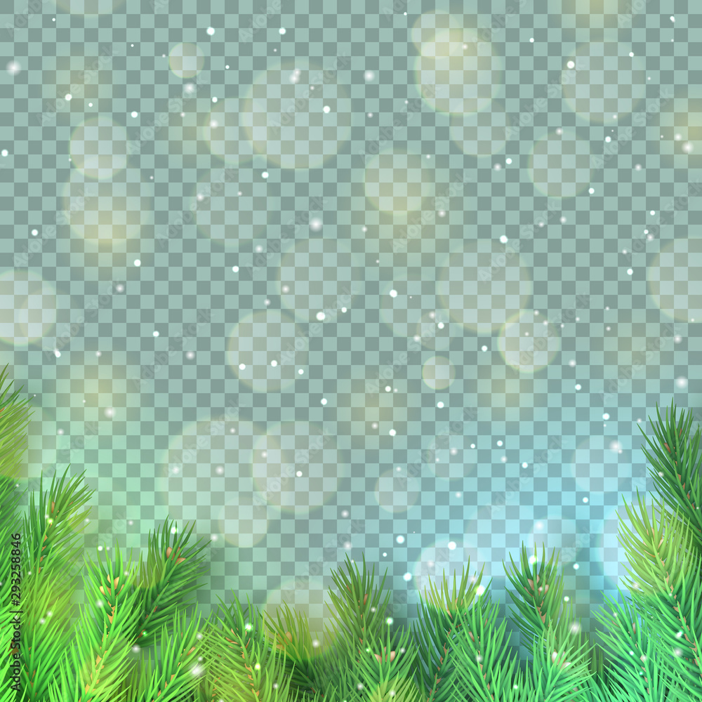 Obraz premium Christmas tree rectangular frame on white background. Merry Christmas and Happy New Year natural border design with copy space. Realistic 3d fir tree branches decoration vector illustration.