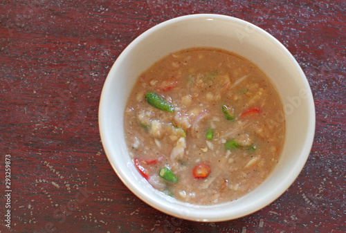 spicy shrimp chili paste sauce eat couple with fresh vegetable,thai food © changphoto