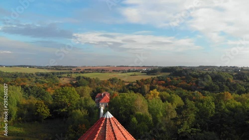 Hydroelectric power plant in Bielkowo; aerial drone shot. photo