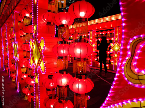 Chinese red lanterns displayed in Vancouver, British Columbia, Canada.