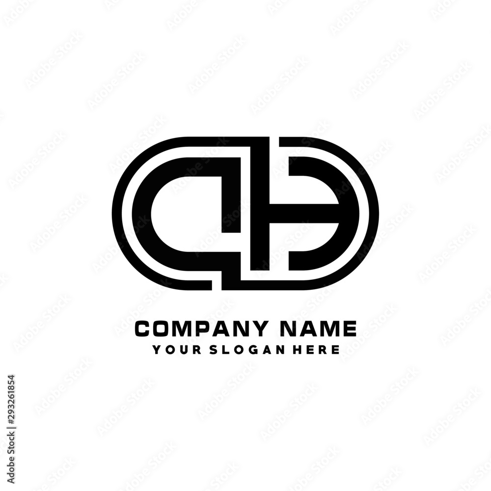 DH initial letters looping linked oval elegant logo blue, black DH initial letters looping linked oval elegant logo blue, black