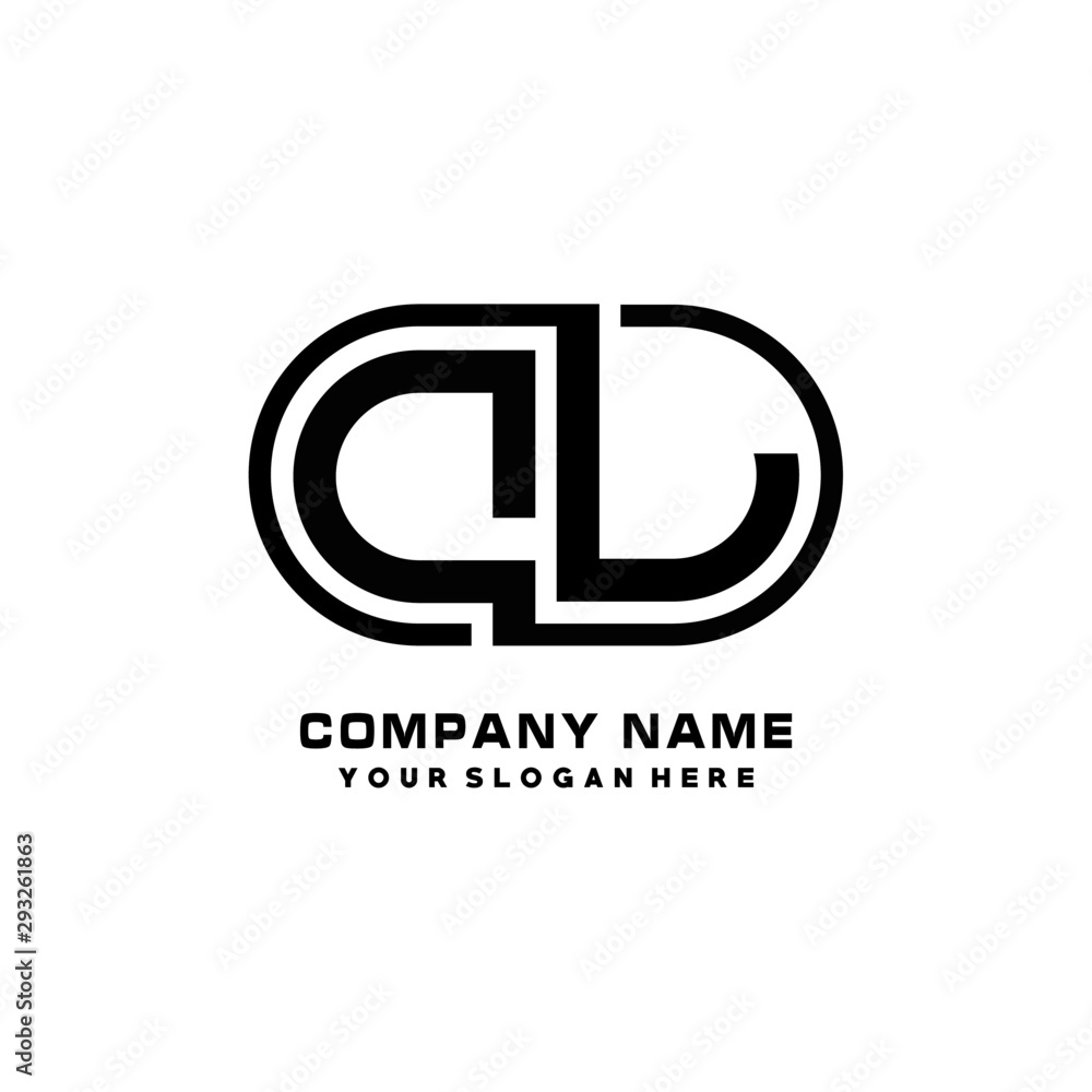 DL initial letters looping linked oval elegant logo blue, black DL initial letters looping linked oval elegant logo blue, black