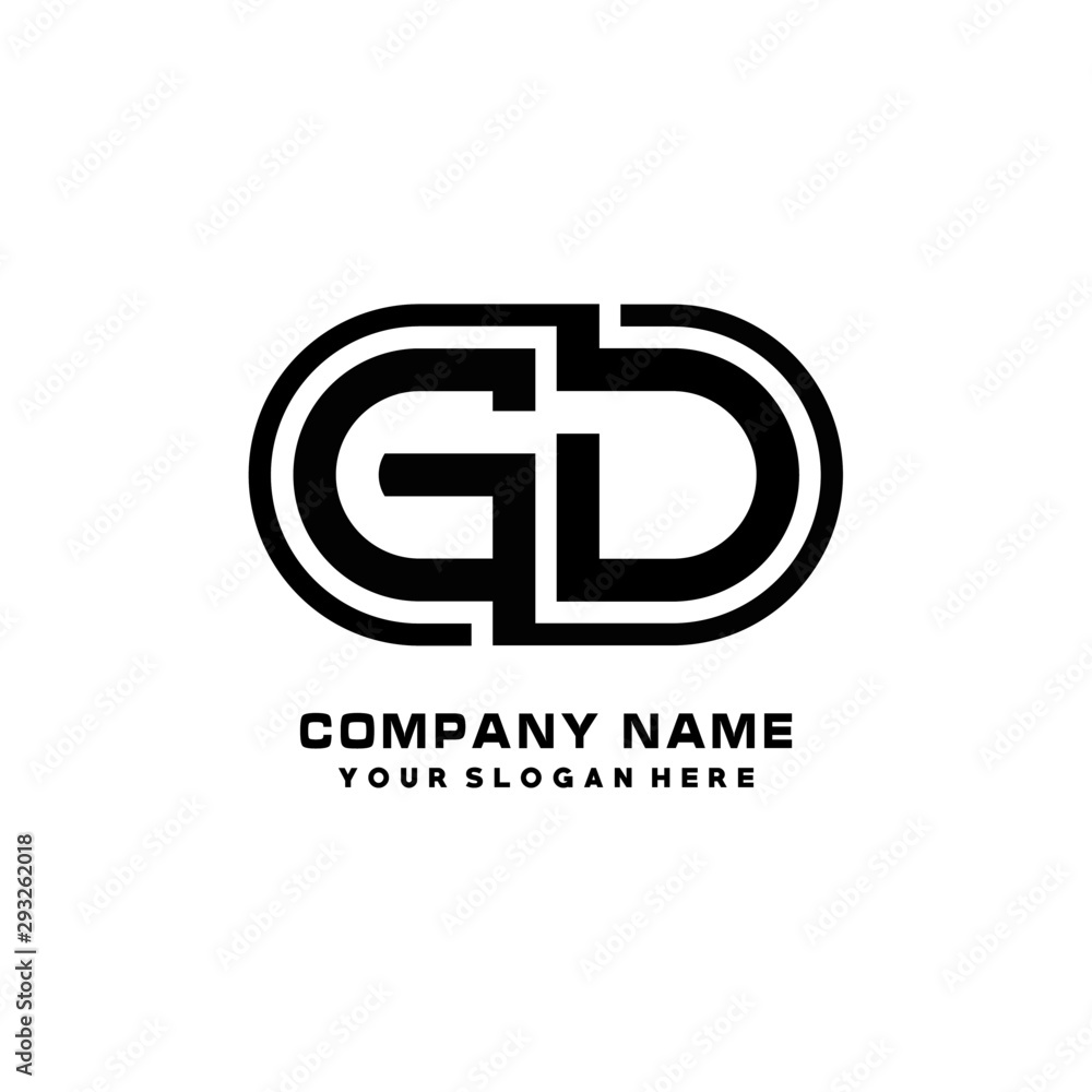 Obraz premium GD initial letters looping linked oval elegant logo blue, black