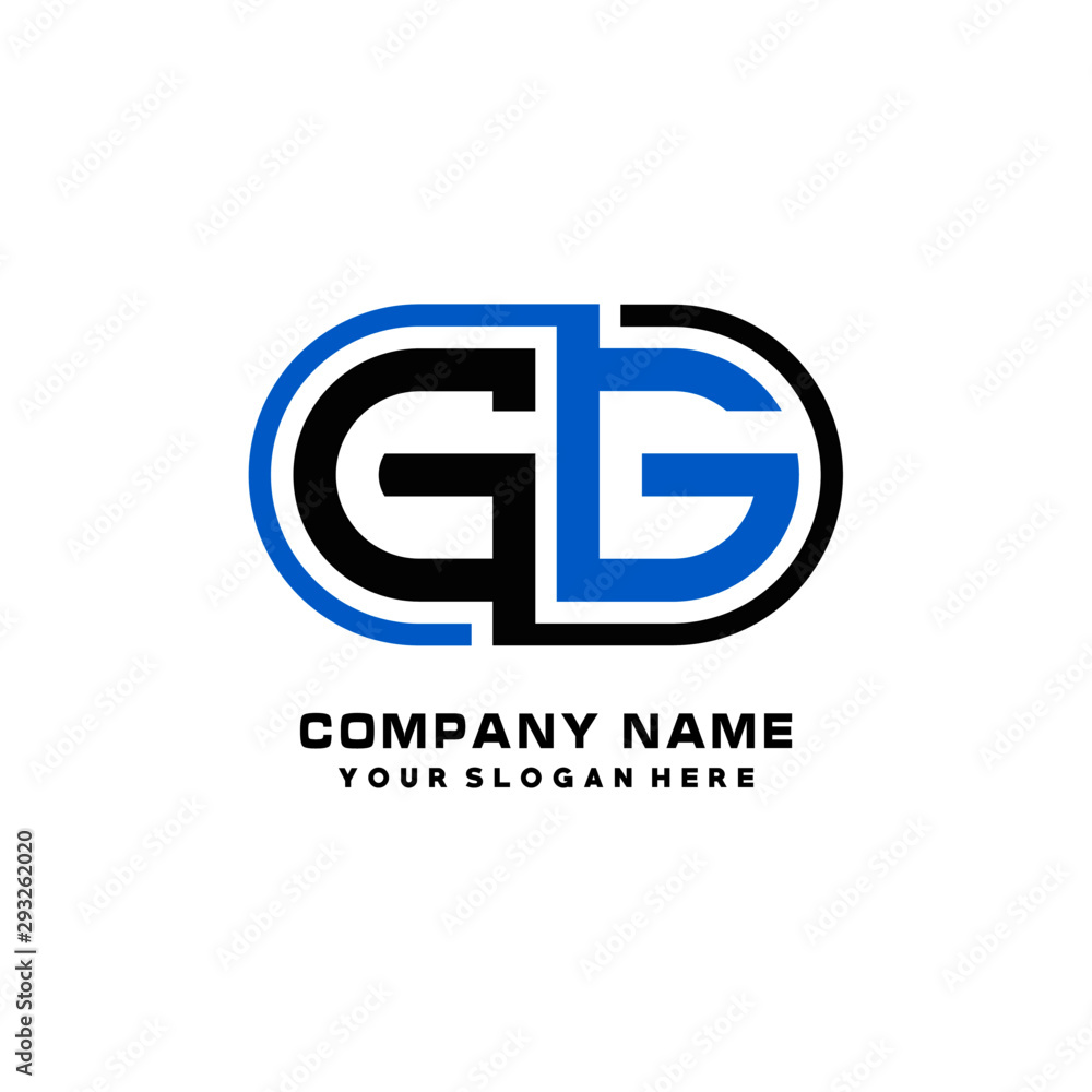 GG initial letters looping linked oval elegant logo blue, black GG initial letters looping linked oval elegant logo blue, black