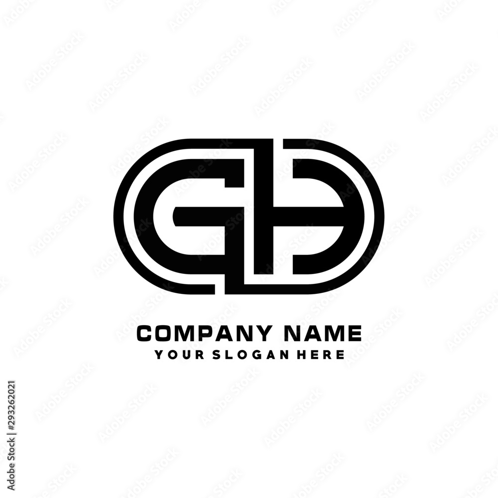 GH initial letters looping linked oval elegant logo blue, black GH initial letters looping linked oval elegant logo blue, black