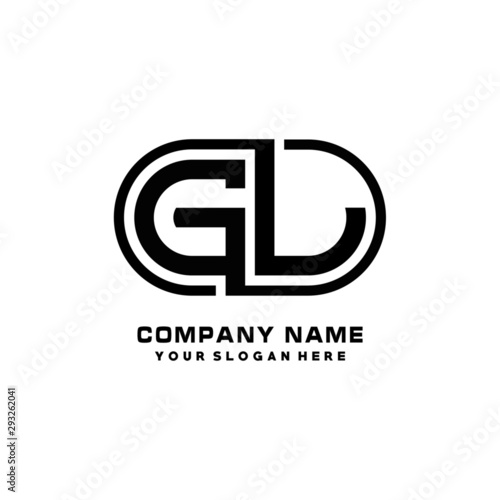 GL initial letters looping linked oval elegant logo blue, black