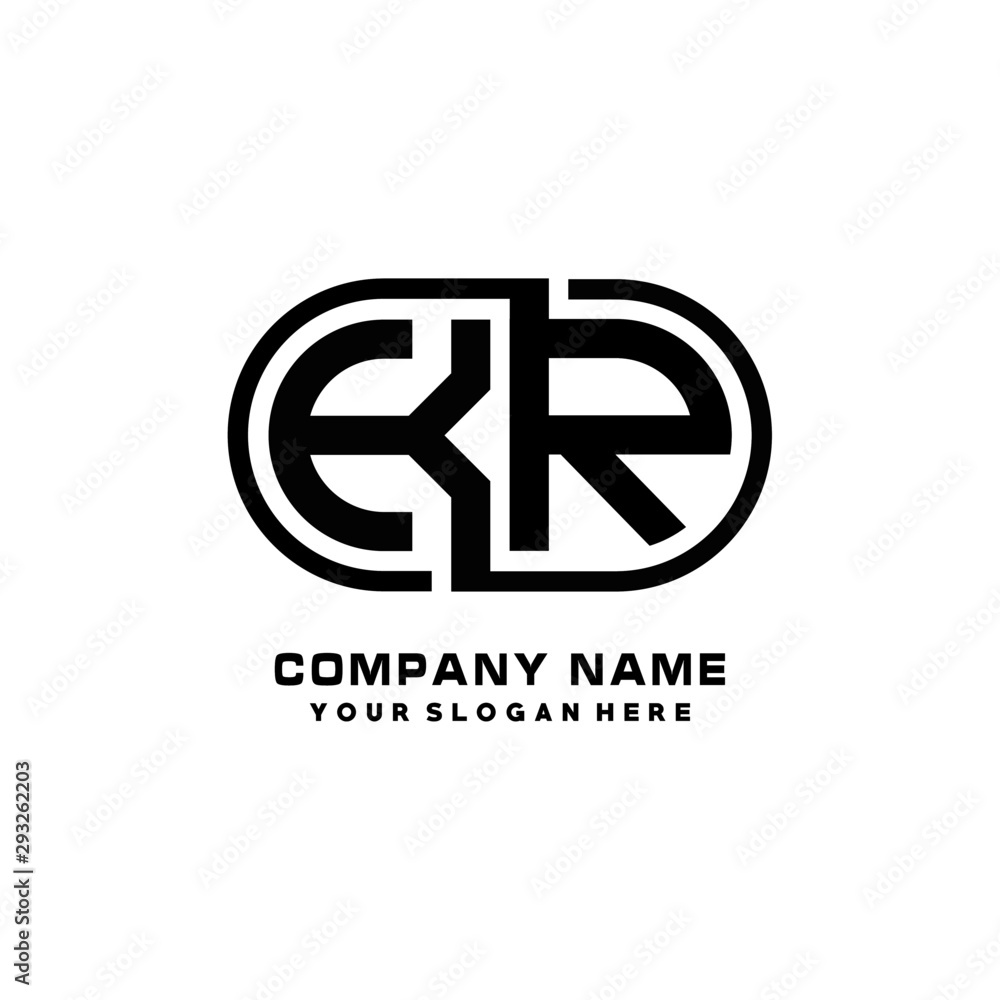 KR initial letters looping linked oval elegant logo blue, black KR initial letters looping linked oval elegant logo blue, black