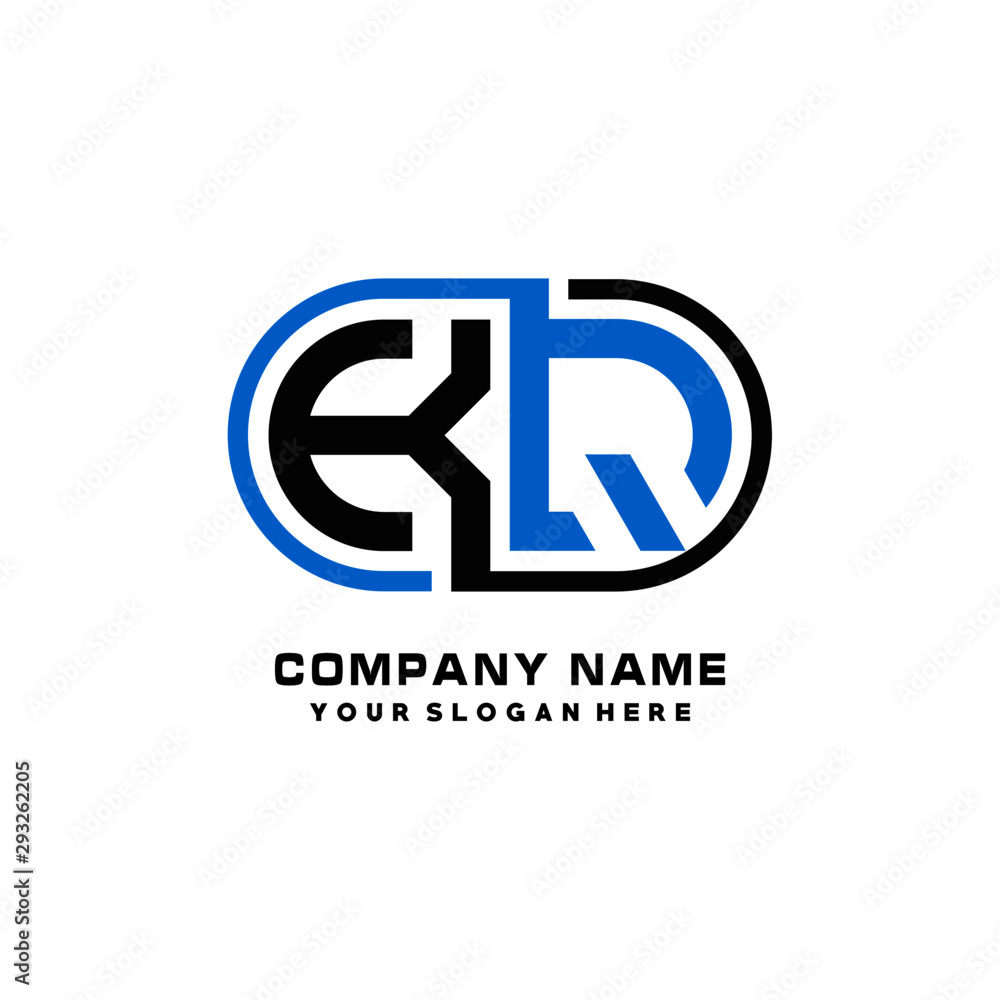 KQ initial letters looping linked oval elegant logo blue, black KQ initial letters looping linked oval elegant logo blue, black