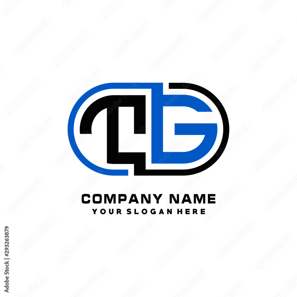 TGinitial letters looping linked oval elegant logo blue, black TGinitial letters looping linked oval elegant logo blue, black