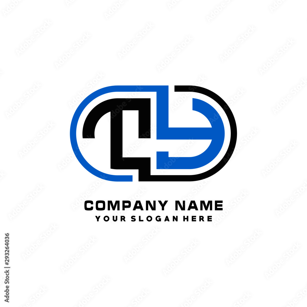 TY initial letters looping linked oval elegant logo blue, black TY initial letters looping linked oval elegant logo blue, black