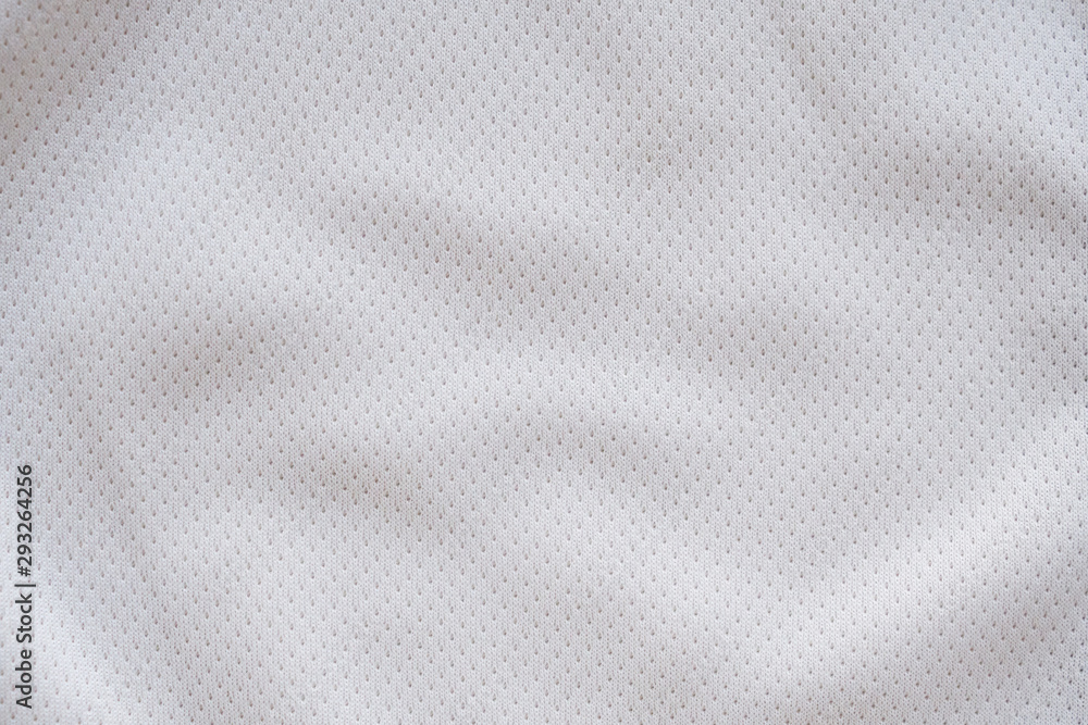 Fototapeta Białej tkaniny sporta ubraniowy futbolowy bydło z lotniczej siatki tekstury tłem