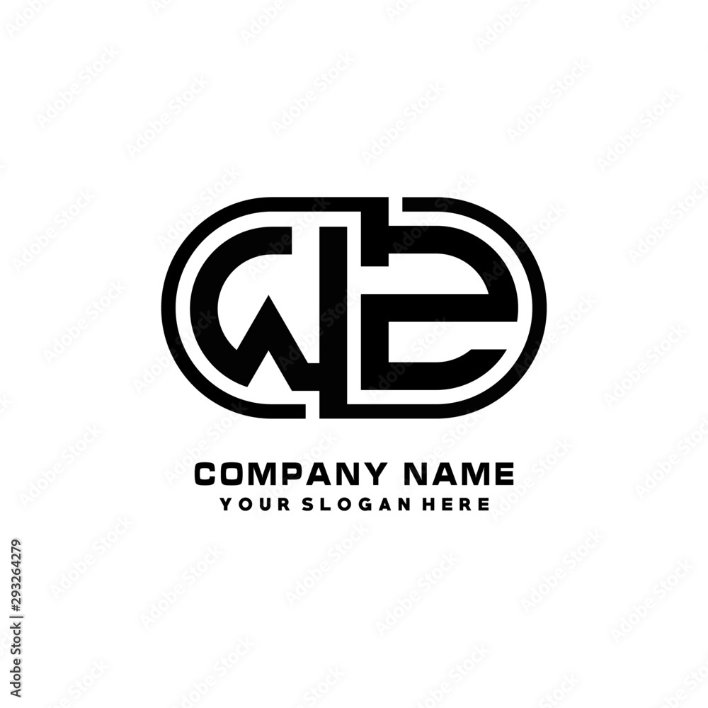 W initial letters looping linked oval elegant logo blue, black W initial letters looping linked oval elegant logo blue, black