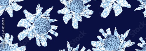 african fashion seamless pattern ornament in vibrant colours., picture flower art and abstract on blue background, vector illustration file EPS10. 