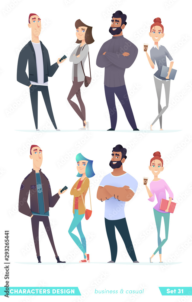 Fototapeta premium Collection of charming young entrepreneurs or businessmen and managers. Business people standing togever.