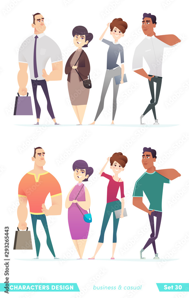 Fototapeta premium Collection of charming young entrepreneurs or businessmen and managers. Business people standing togever.