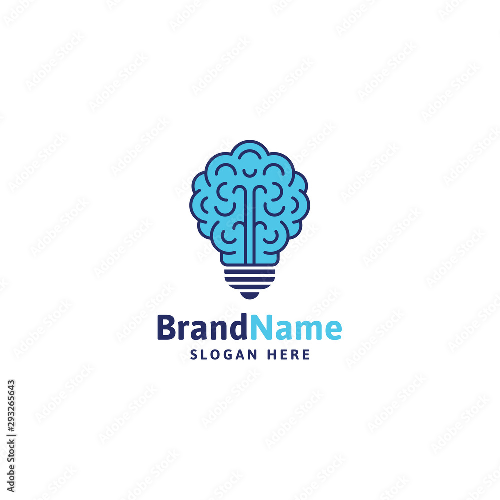 bulb logo template. brain, lighting, icon illustration